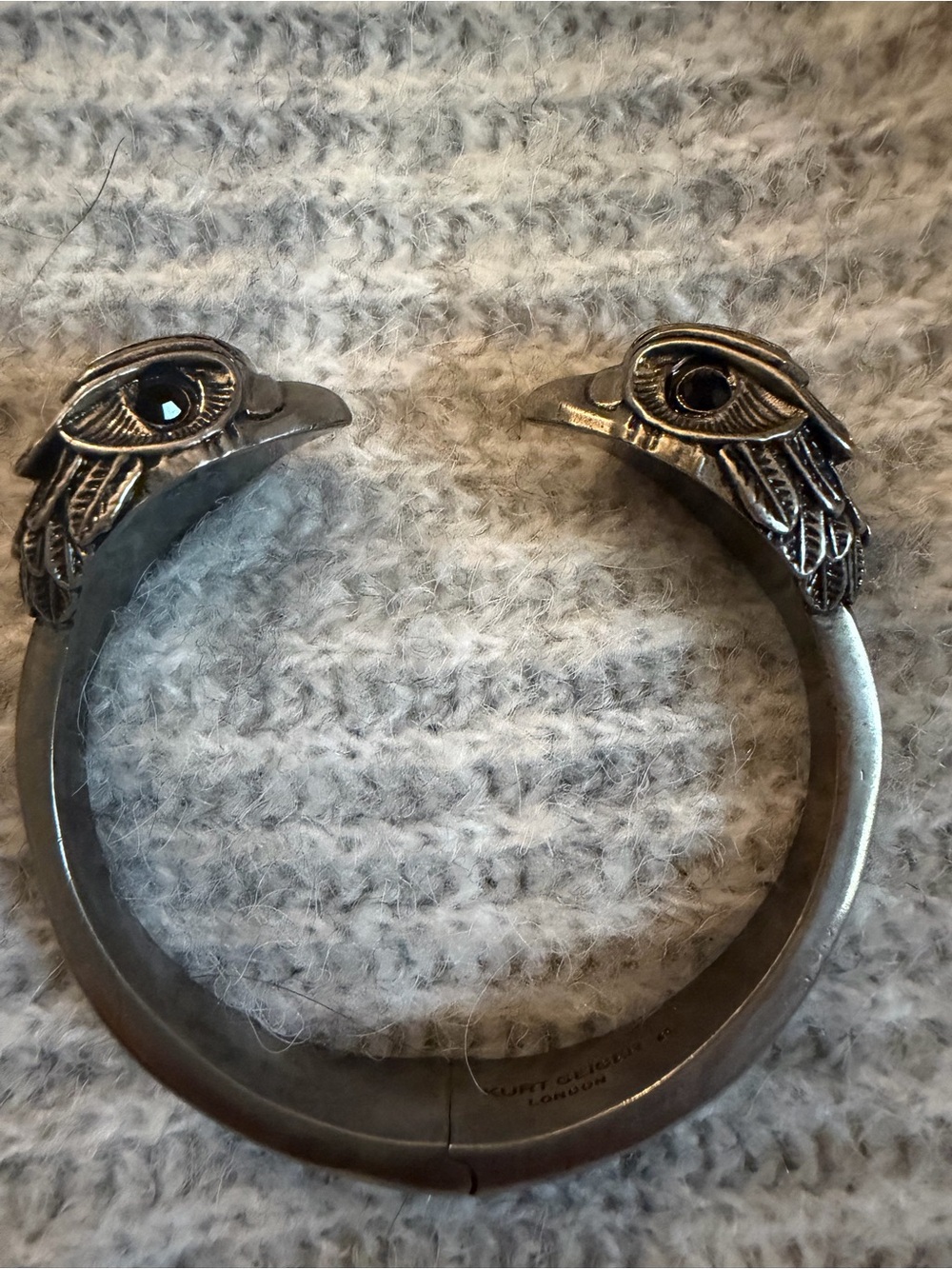 Eagle Head Kurt Geiger Cuff Bracelet in Antique Silver